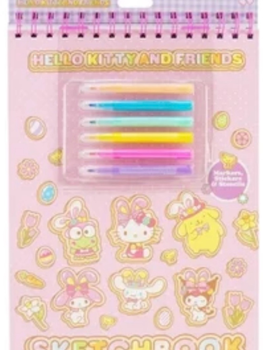 Hello Kitty Pastel Characters Sketchbook with Colorful markers